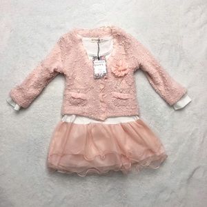 Sweater & tutu set w pearls, ruffles, & flower